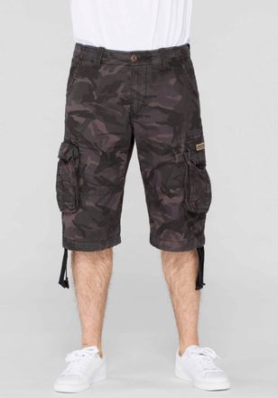 Alpha Industries Cargobermudas ALPHA INDUSTRIES Jet Short, Herren, Gr. 31, N-Gr, schwarz (schwarz camo), Web, Obermaterial: 100% Baumwolle, bedruckt, normal knieumspie