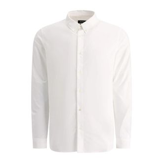 A.P.C. Greg Logo Button Down Oxford Overhemd - Heren - Casual Overhemden - Wit - M - Katoen - Overhemden