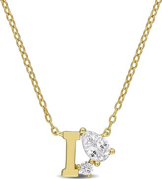 Mimi & Max 3/4ct TGW Created White Sapphire Q Initial Necklace Yellow Plated Sterling Silver
