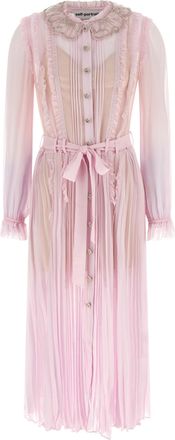 Self Portrait Pink Pleated Georgette Midi Gonne Rosa-Donna