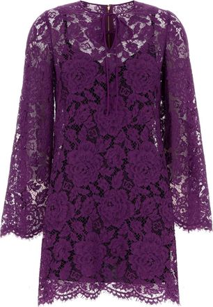 Dolce & Gabbana Purple Lace Dress