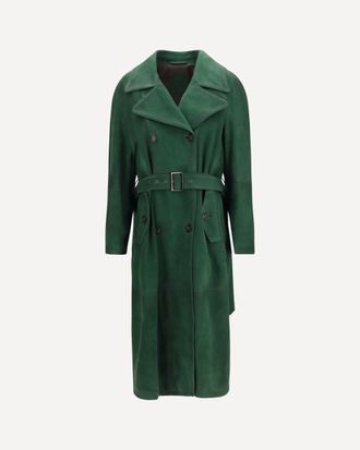 Valstar Vintage effect suede double breasted Trench Coat Female 38
