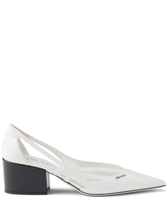 Prada 55mm cut-out leather pumps - White