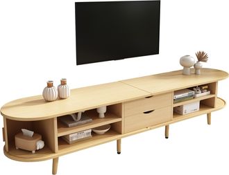 STILVORA Mueble Tv Con 2 Cajones, 2 Puertas Correderas Y Separadores Ajustables, De Mdf, Roble Claro, 175&times;40&times;42 Cm