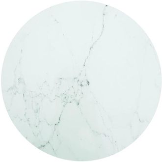 vidaXL Piano per Tavolo Bianco &Oslash;80x1 cm Vetro Temperato Design Marmo - Vidaxl