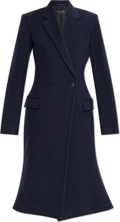 Balenciaga Wollen Jas - Dames - Mantel - Blauw - XS - Wol - Jassen