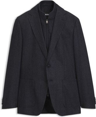 BOSS Slim-fit jacket with zip-up inner