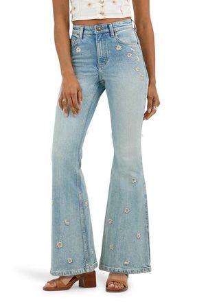 Lee Embroidered Wide Flare Leg Jeans in Miss Her at Nordstrom, Size 30