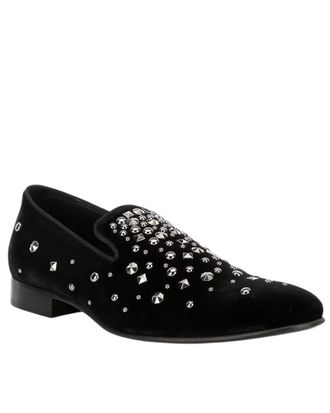 Donald J Pliner Mens Spencer Velvet Rhinestone Shoe In Black