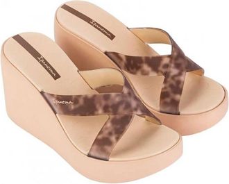 Ipanema Womens Lofty Leopard Wedge Sandal In Beige