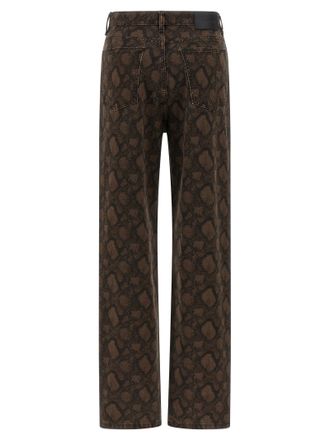 Rotate Animal Print Cotton Jeans - Brown