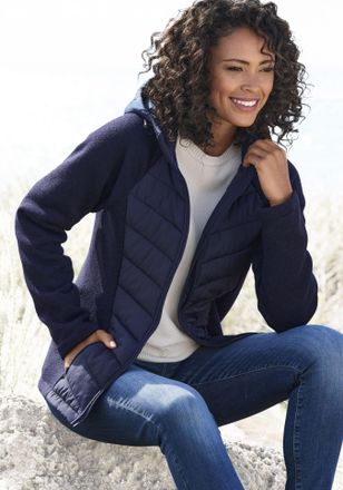 Vivance Steppjacke VIVANCE, Damen, Gr. 34, blau (navy), Fleece, Obermaterial: 100% Polyester. Futter: 100% Polyester. F&uuml;llung: 100% Polyester, Jacken Steppjac