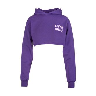 Livincool Paarse Orchidee Crop Hoodie Artwork - Dames - Hoodies - Paars - S - Hoodies & sweatvesten