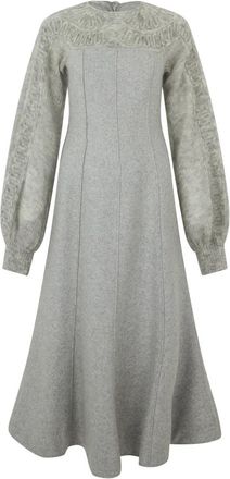 Alberta Ferretti Grijze midi jurk met elegant design - Dames - Kleedjes - Grijs - S - Wol - Kleedjes