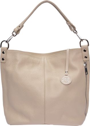 Roberta M Beige Rundleer Tas