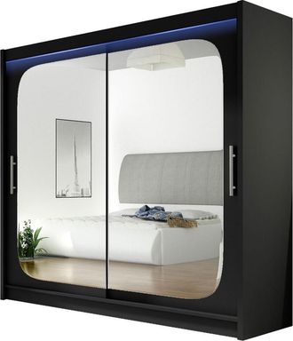 Mirjan24 Armario Closico 108, Negro, 215x180x58cm, Puertas De Armario: Correderas, N&uacute;mero De Estantes: 0, Led