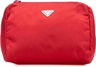 Prada Pre-owned Clutches, female, Red, Size: ONE SIZE Pre-owned Nylon Cosmetic Pouch