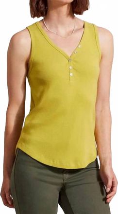 Tribal Henley Tank Top In Pear