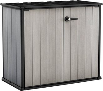 Dmora Armario exterior Kindersley, Mueble para exteriores, Mueble de jardín multiusos, Contenedor para balcón o garaje, 140x77 h120 cm, Gris - Dmora