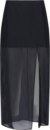 Filippa K Black Layered Sheer Midi Slit Skirt