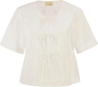 MC2 Saint Barth Sangallo Fleur Embry 01 Bluse - Dames - Blouses - Wit - S - Katoen - Overhemden