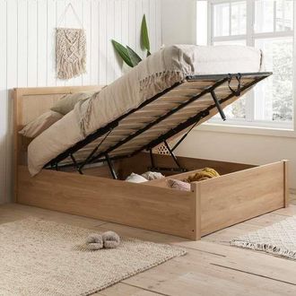 Birlea Rattan Ottoman Bed Frame Croxley Oak Storage in Natural | Size: Double