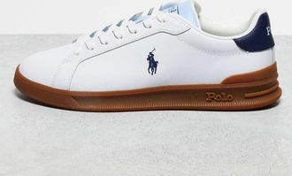 Polo Ralph Lauren Heritage Court - Sneakers unisex bianche con suola in gomma e linguetta a contrasto-Bianco