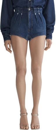 MUGLER Pleated Denim Shorts - Dames - Denim shorts - Blauw - W27 - Denim - Korte Broeken
