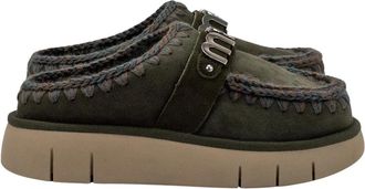 Mou Bounce Clog Metal Logo - Dames - Pantoffels - Groen - 36 EU - Wol - Schoenen