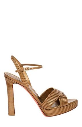 Santoni Womens leather high-heel sandal in Gold at Nordstrom, Size 8