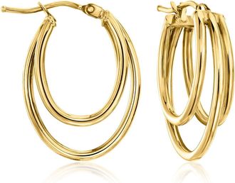 Ross-Simons Italian 10kt Yellow Gold Triple-Oval Hoop Earrings