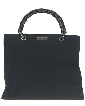 Gucci Black Nylon Bamboo Tote (Authentic Pre-Loved)