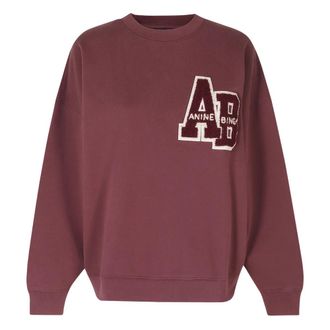 Anine Bing Miles Sweatshirt Letterman - Dames - Sweatshirts - Rood - S - Katoen - Hoodies & sweatvesten