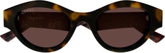 Gucci Cat-eye Frame Zonnebril - Dames - Zonnebrillen - Bruin - 51 MM - Accessoires