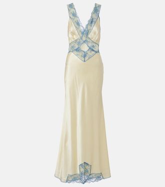 Sir. Lace-trimmed silk maxi dress