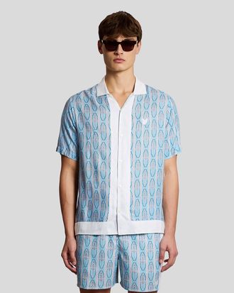 Lyle & Scott Mens Short Sleeve Floral Graphic Shirt - Blue - Size X-Small