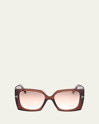 Tom Ford Jacquetta Square Injection Plastic Sunglasses