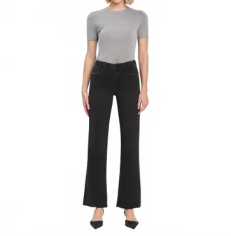 Flying Monkey Alexis High Rise Slim Wide Leg Jeans In Black