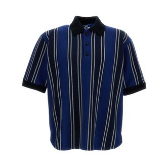 Junya Watanabe Polo Shirts, male, Multicolor, Size: M Striped Knit Polo Shirt