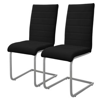 ML Design Ml-design Set De 2 Sillas De Comedor, Tapizadas De Pu Imitaci&oacute;n De Cuero Negro, Respaldo Alto, Asiento Dise&ntilde;o Cantilever Para Comedor, Sal&oacute;n O Cocina,