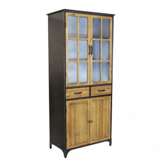 No Brand Mobile credenza in legno e acciaio con ante e ripiani per organizzazione 78,5x41,5xH175 cm