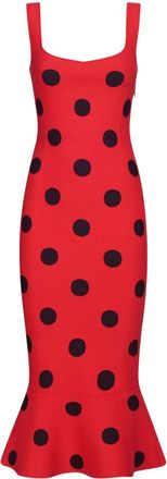 Marni polka dot-print midi dress - women - Polyamide/Viscose/Polyester - 40 - Red