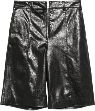 Msgm zip-detail leather shorts - Black