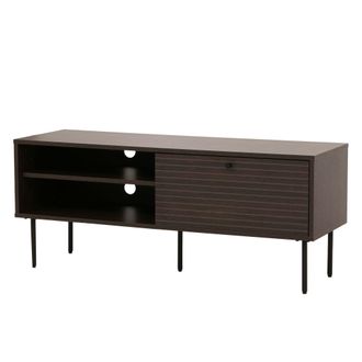 Hhg Hhg - Mueble Tv 275, Mueble Tv Bajo, Estilo Escandinavo Metal Madera Melamina Mvg 50x120x40cm, Marr&oacute;n Oscuro