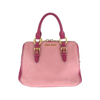 【大人気カラー✨】美品！vintage miumiu ハンドバッグ　ピンク miumiu トートバッグ ミュウミュウ ピンク 本革（ミュウミュウ