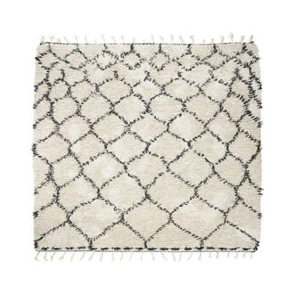 House Doctor Alfombra de algod&oacute;n blanco y negro 180x180 cm