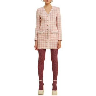 endless rose Premium Plaid Tweed Minidress in Pink Multi at Nordstrom Rack, Size Medium