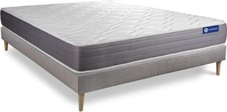 Actisom Somier gris + colch&oacute;n con espuma viscoel&aacute;stica 130 x 190