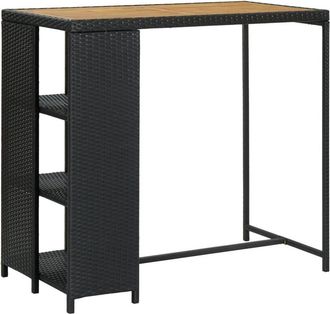vidaXL Tavolo da Bar con Ripiani Nero 120x60x110 cm in Polyrattan - Vidaxl