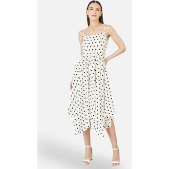 Yumi Square Neck Hankerchief Hem Dress in White at Nordstrom, Size 10